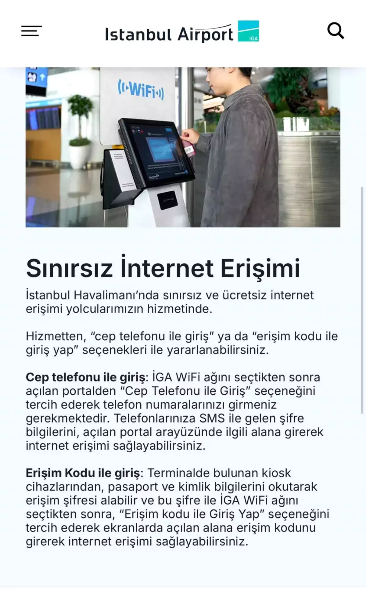 İGA İstanbul Havalimanı’nda Sınırsız Ücretsiz İnternet Dönemi